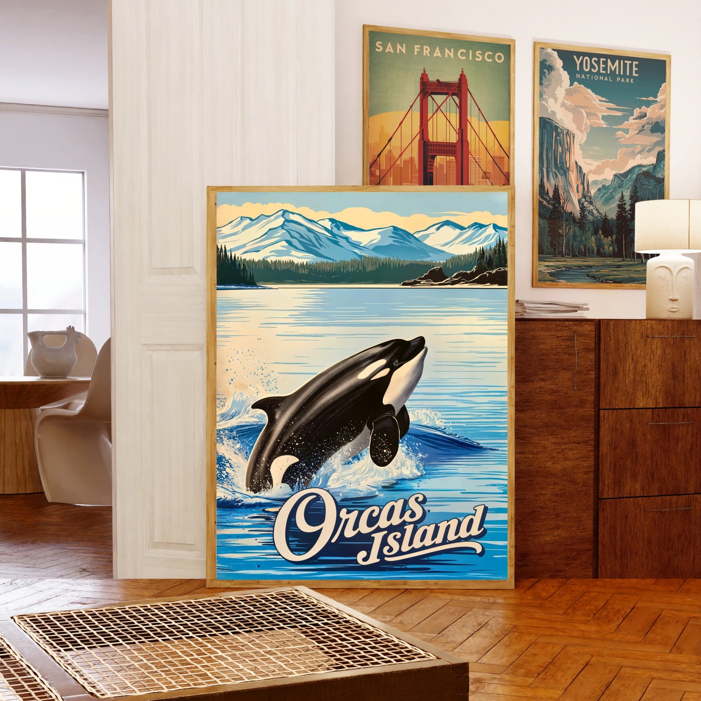 Orcas Island Vintage Travel Poster -  Where Whales Roam