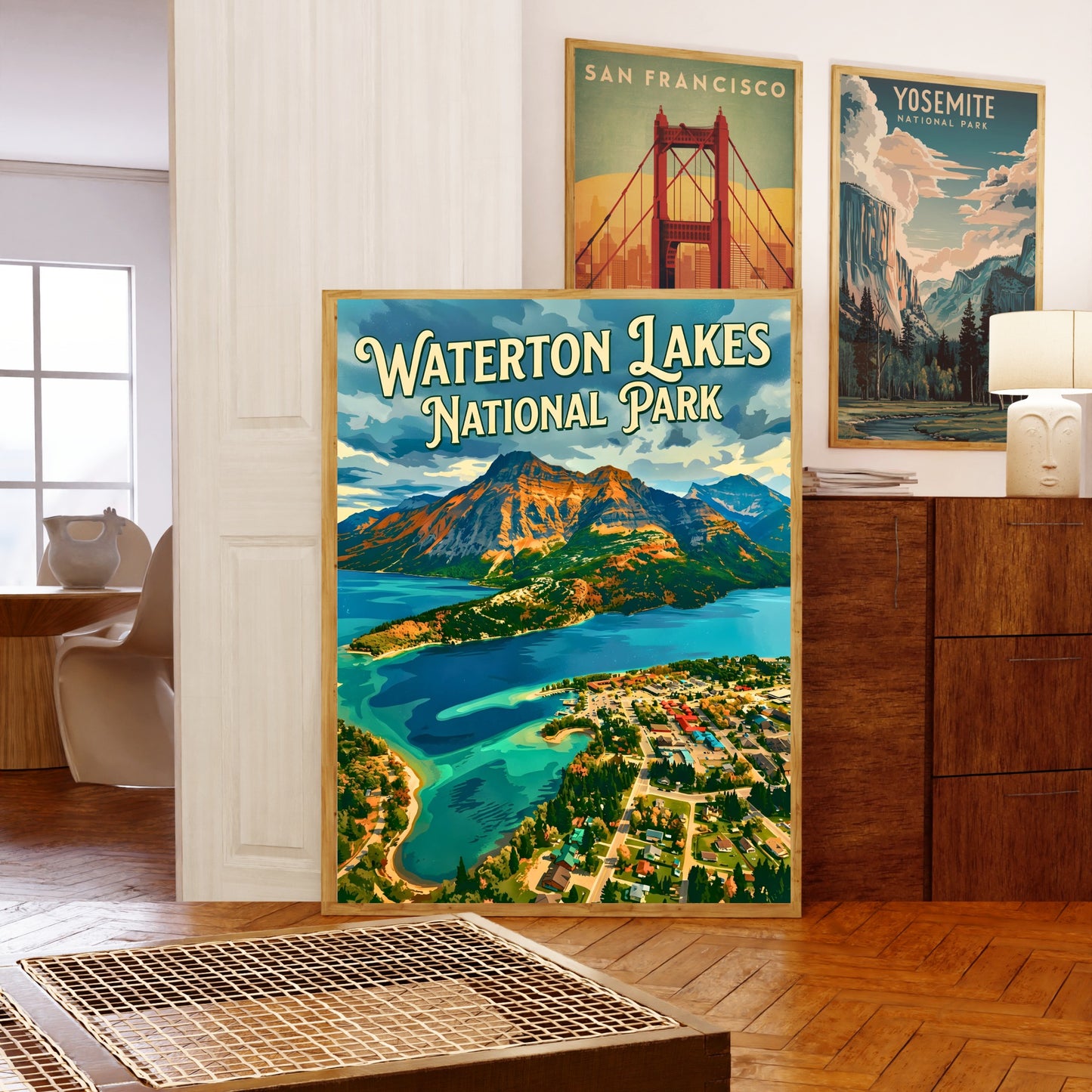 Waterton Lakes National Park Vintage Travel Poster - Crown of Southern Alberta