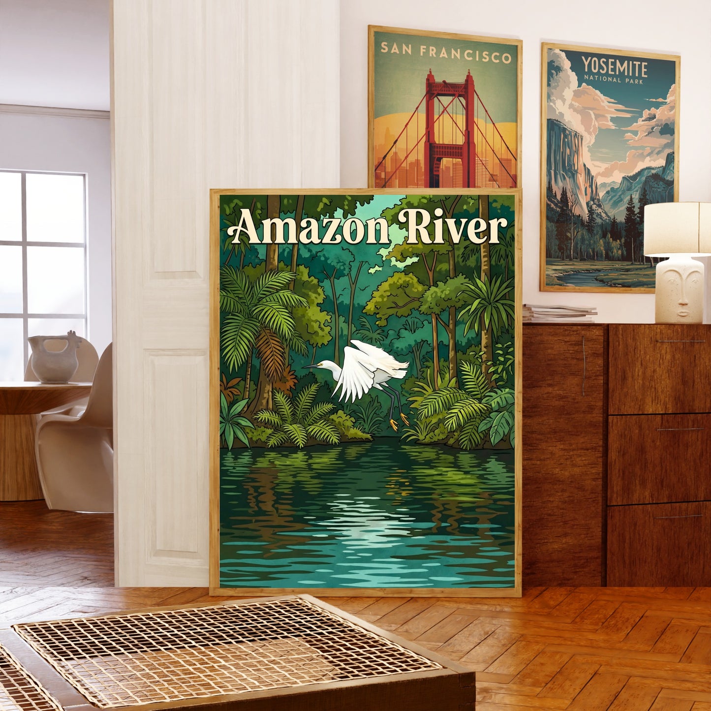 Amazon River Vintage Travel Poster - Wings Over the Emerald River