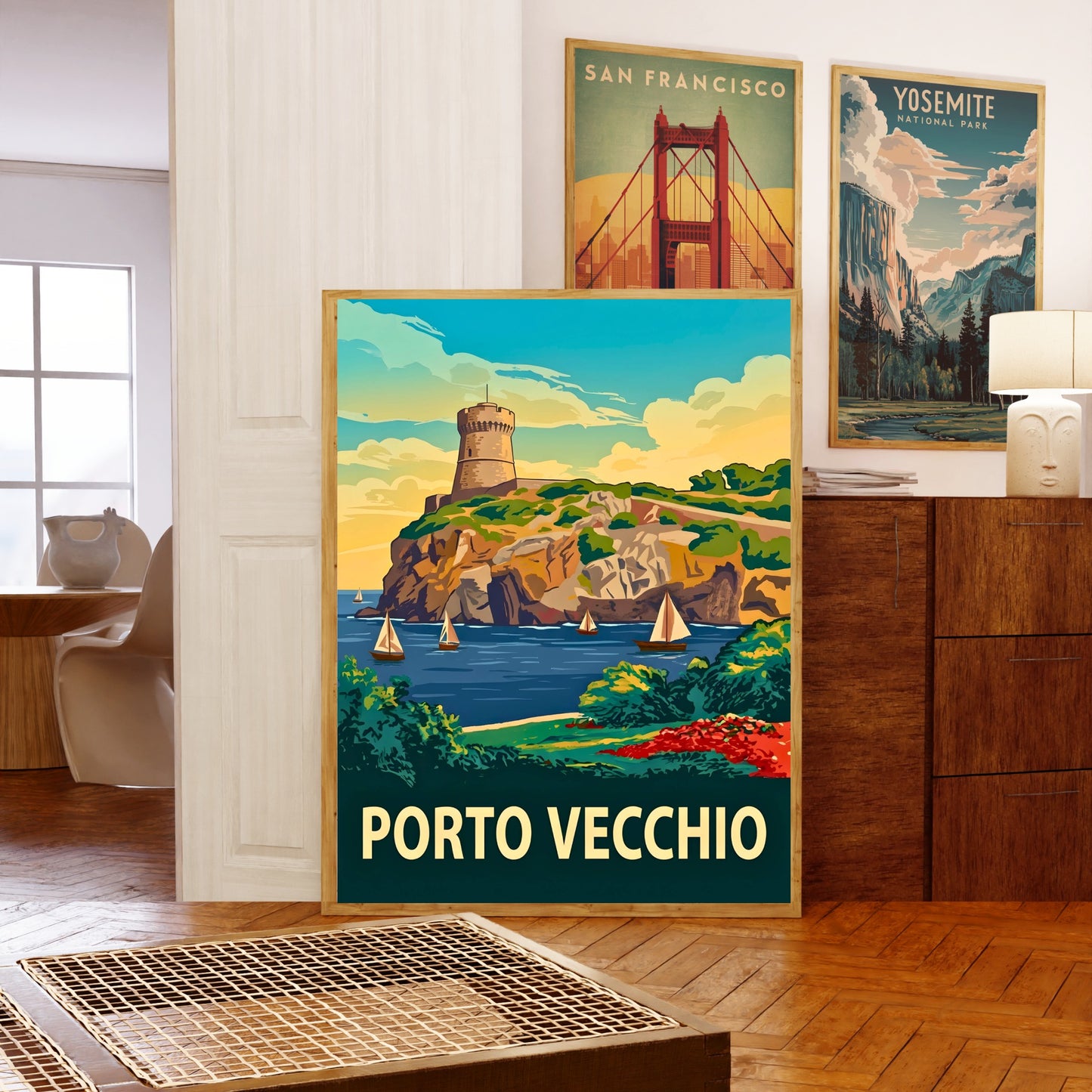 Porto Vecchio Vintage Travel Poster - Timeless Coastal Beauty