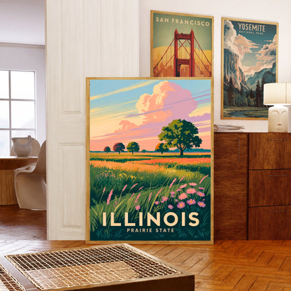 Illinois Vintage Travel Poster -  Land of the Prairie