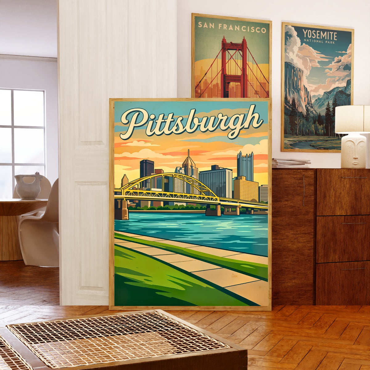 Pittsburgh Vintage Travel Poster- Landmark Bridge
