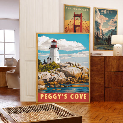 Peggy’s Cove Vintage Travel Poster - Captivating Coastal Calm Canada