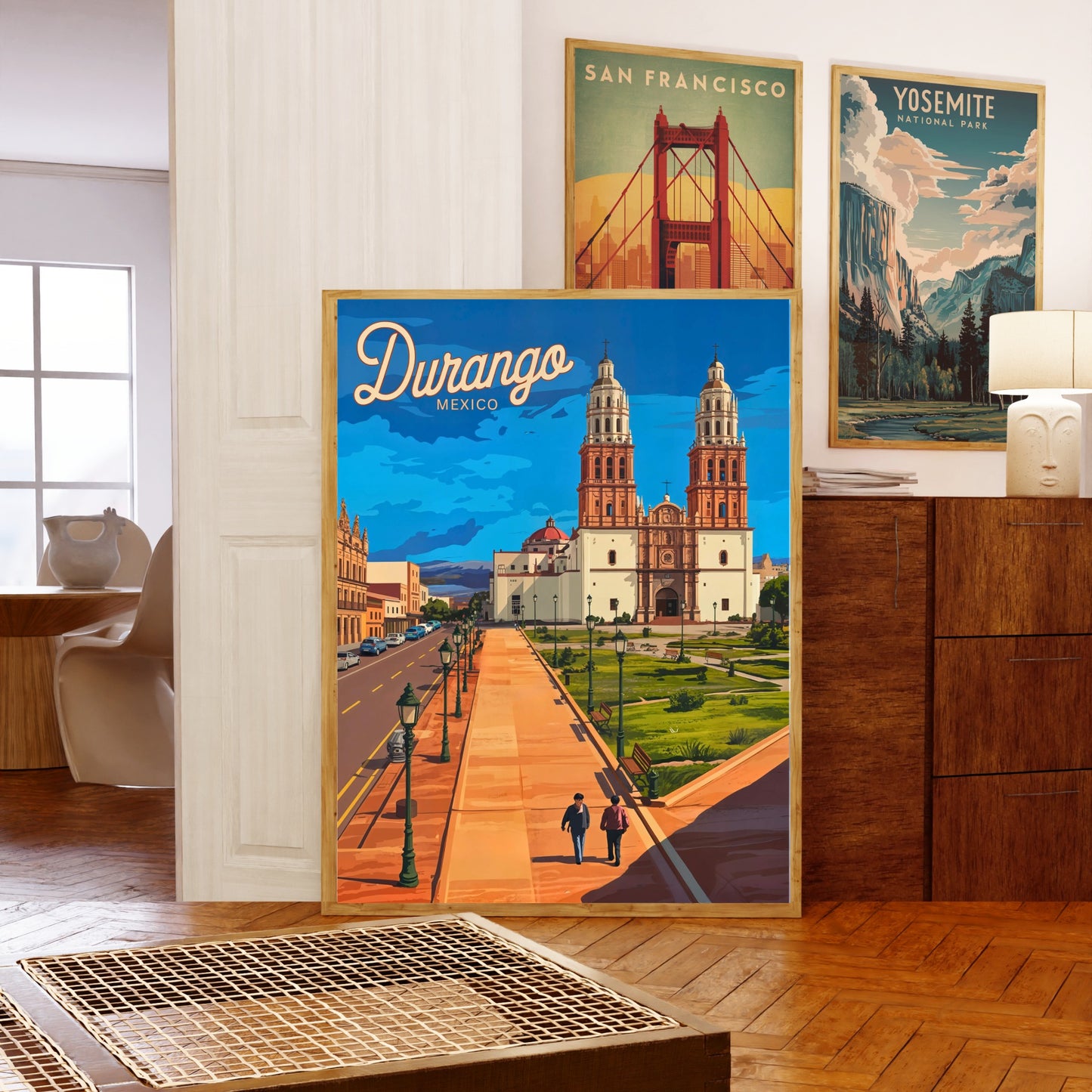 Durango, Mexico Vintage Travel Poster - City of Towers and Faith