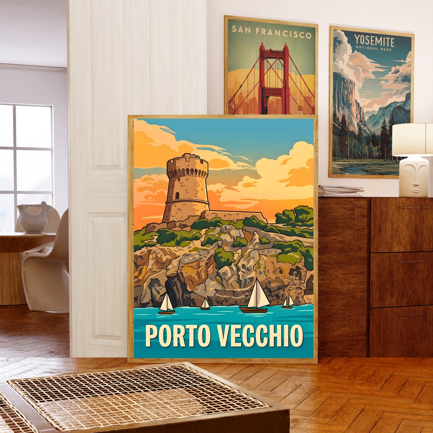 Porto Vecchio Vintage Travel Poster - Island Harbor Charm
