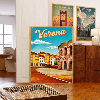 Verona, Italy Vintage Travel Poster  -City of Romance and Ruins