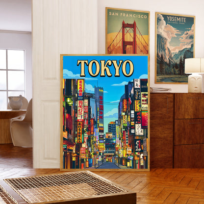 Tokyo Vintage Travel Poster - Before Dark Street View