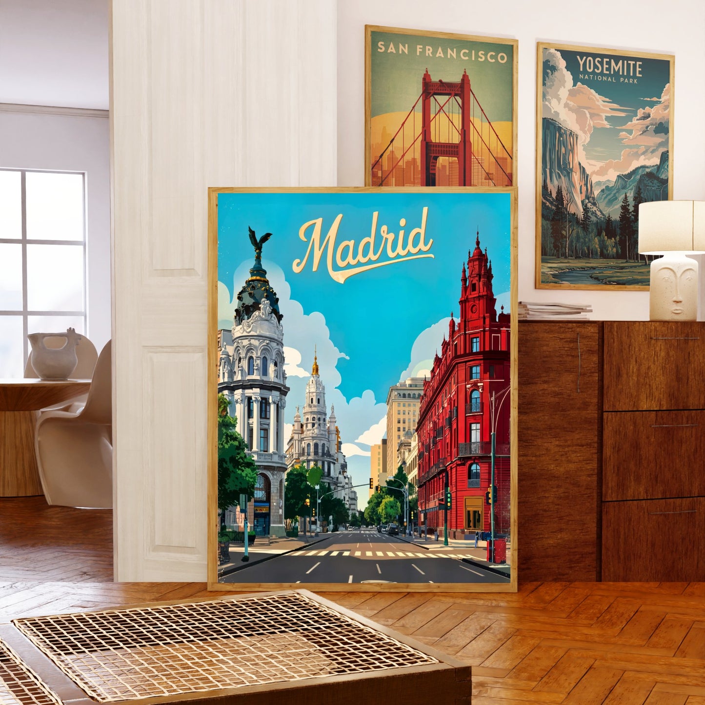 Madrid Vintage Travel Poster - Enchanting street view of Spain's capital