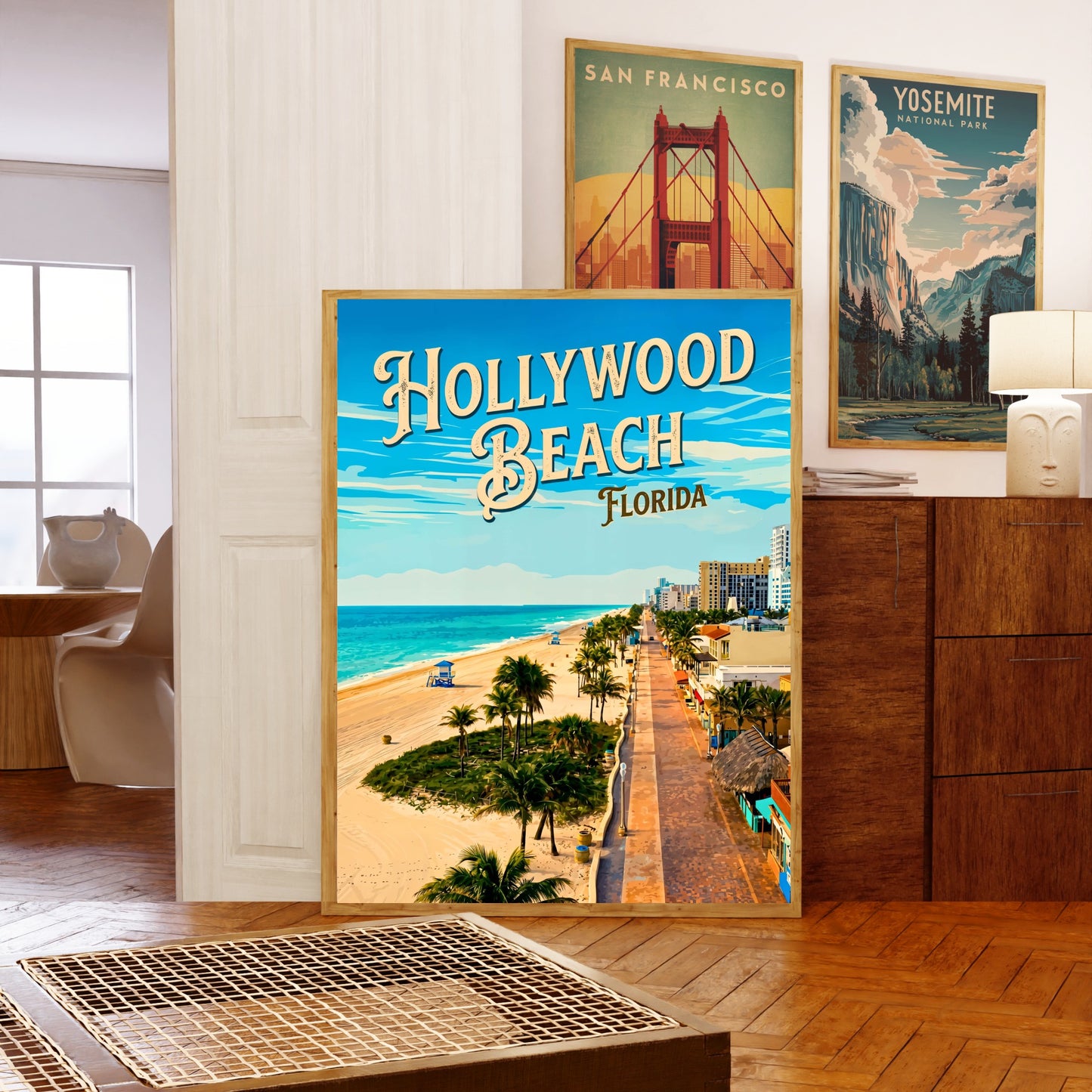 Hollywood Beach Vintage Travel Poster - the Atlantic Shore Florida