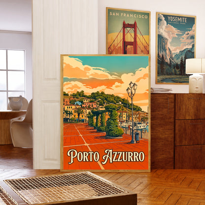 Porto Azzurro Vintage Travel Poster - Colors of Elba