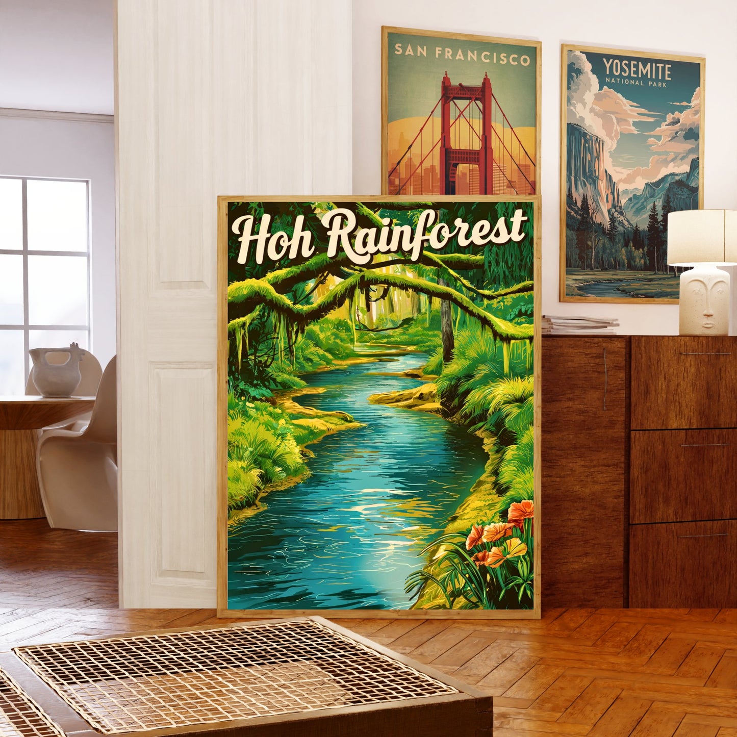 Hoh Rainforest Vintage Travel Poster - Olympic National Park