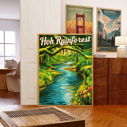 Hoh Rainforest Vintage Travel Poster - Olympic National Park