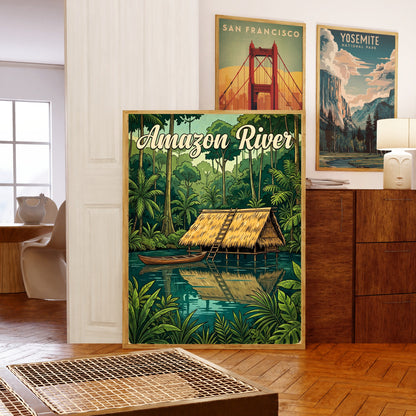 Amazon River Vintage Travel Poster - Riverside Retreat