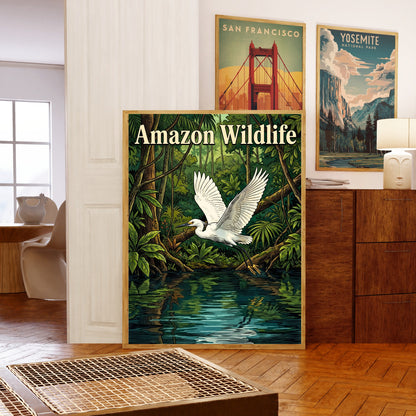 Amazon Exotic Wildlife Vintage Travel Poster