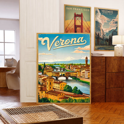Verona, Italy Vintage Travel Poster - Where Love Lives Forever