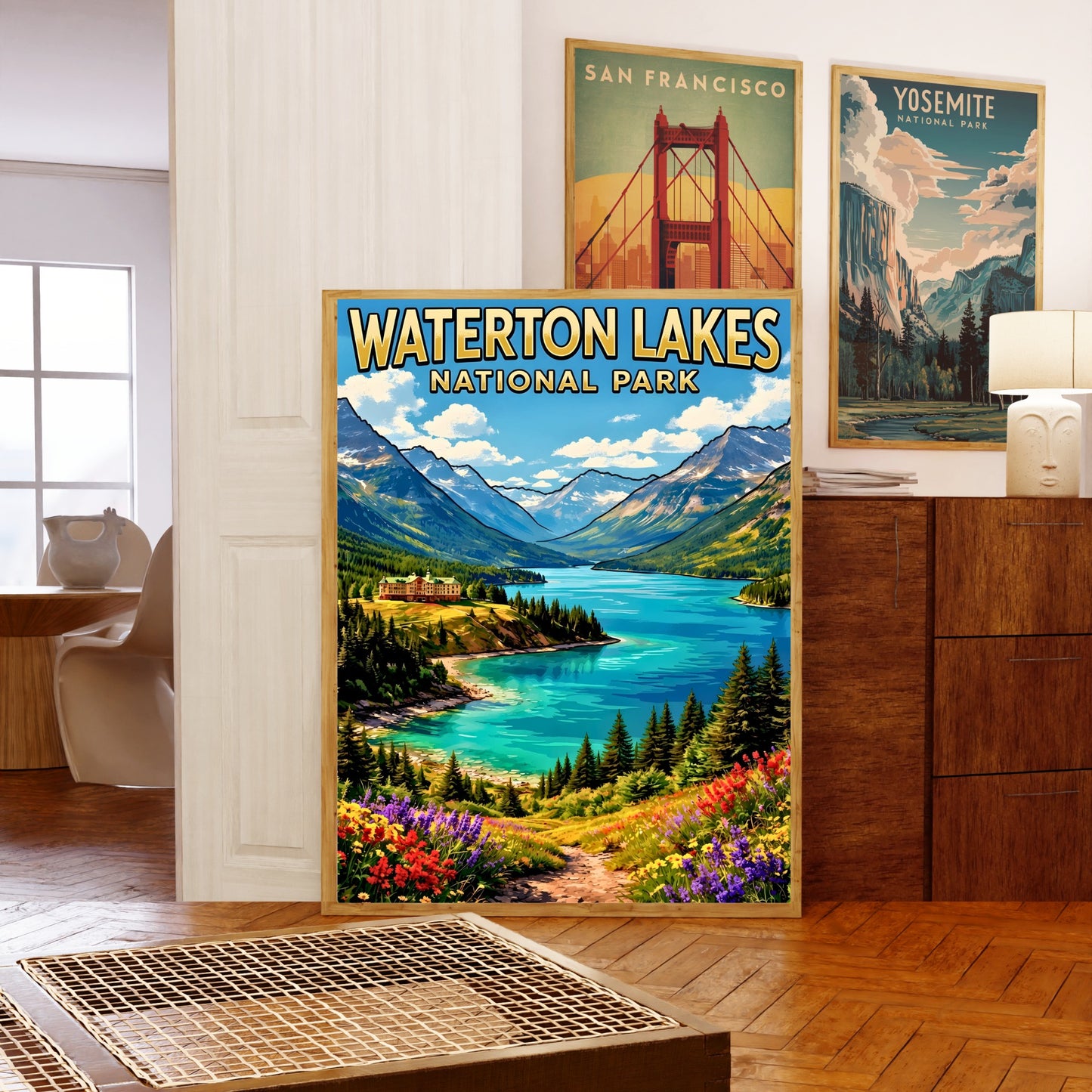 Waterton Lakes National Park Vintage Travel Poster - Light and Wind
