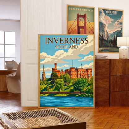 Inverness Vintage Travel Poster- Scotland by the River