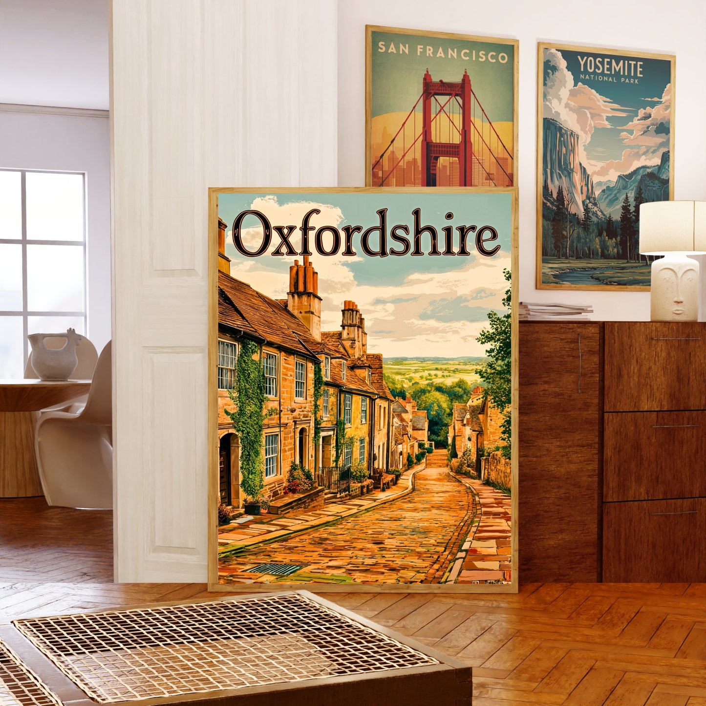 Oxfordshire Vintage Travel Poster - Captivating Countryside Street