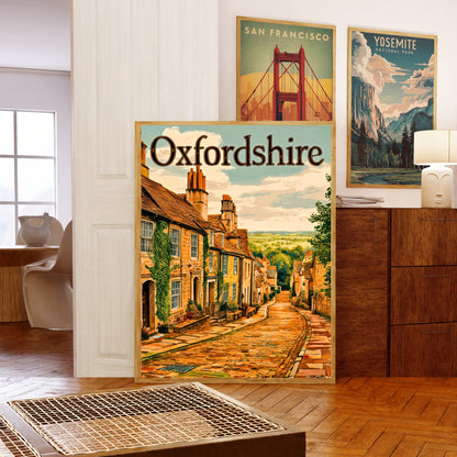 Oxfordshire Vintage Travel Poster - Captivating Countryside Street