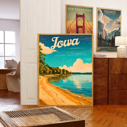 Iowa Vintage Travel Poster  - Tranquil Lake