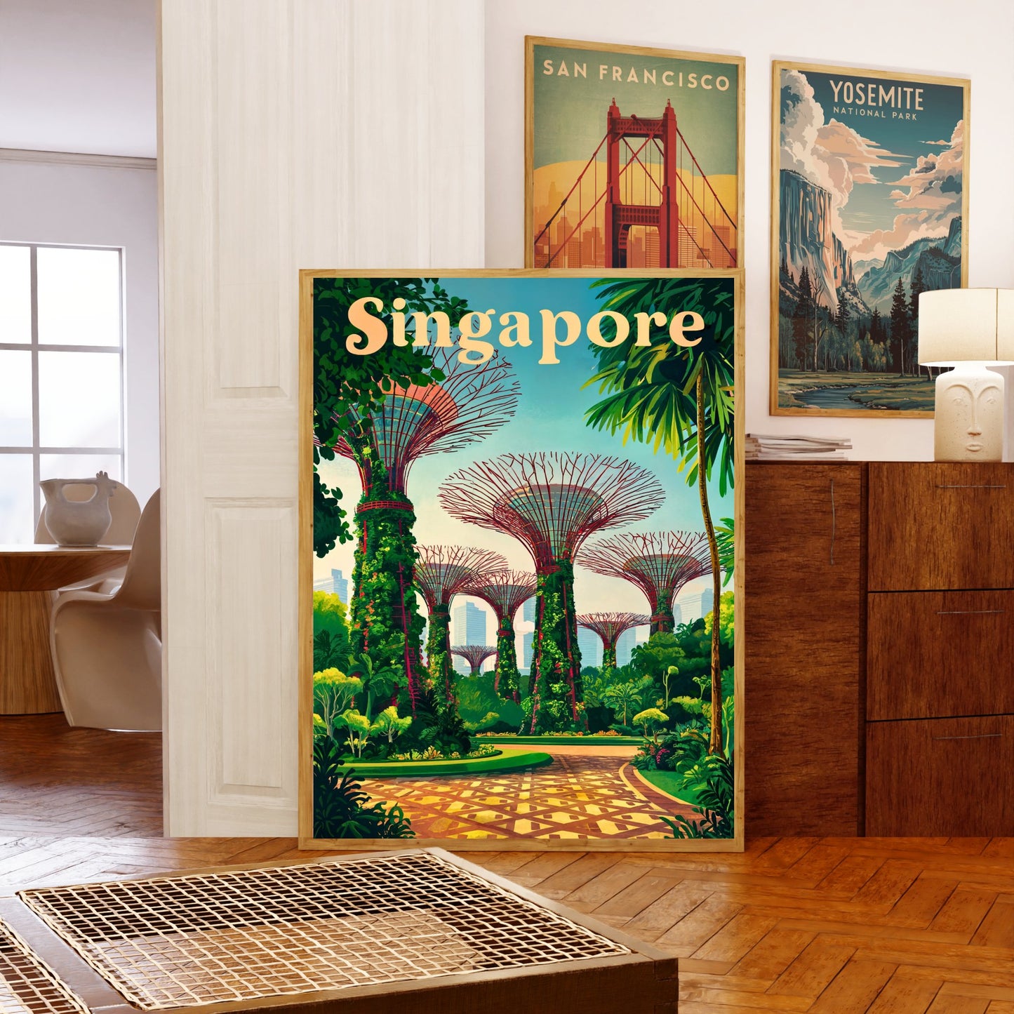 Singapore Vintage Travel Poster - Captivating View of Garden by the Bay