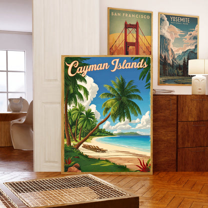 Cayman Islands Vintage Travel Poster - Scenic Coastal Views