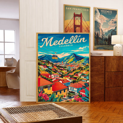 Medellín Vintage Travel Poster - The Stunning Landscape Spirit of Colombia