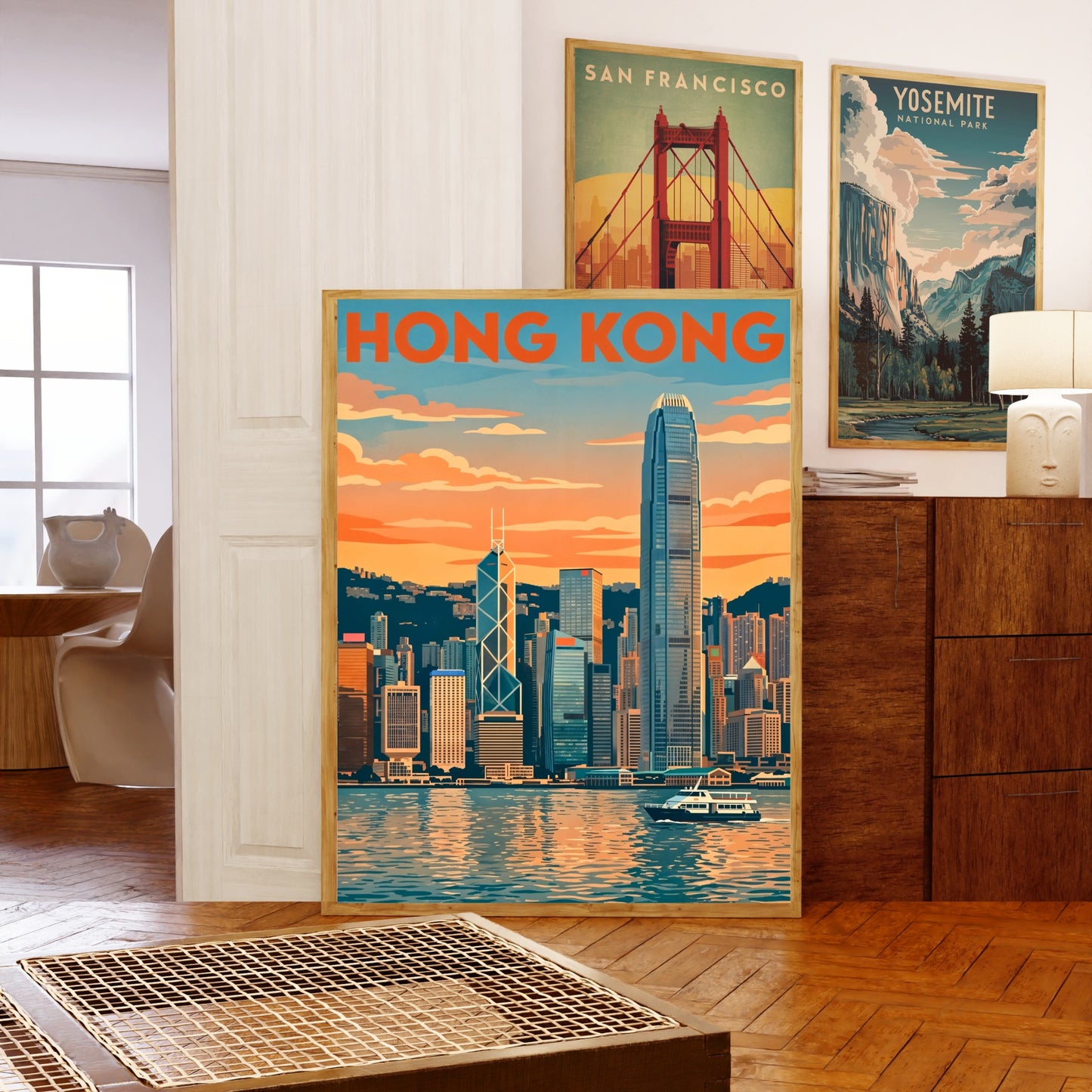 Hong Kong Vintage Travel Poster - Skyline Late Afternoon