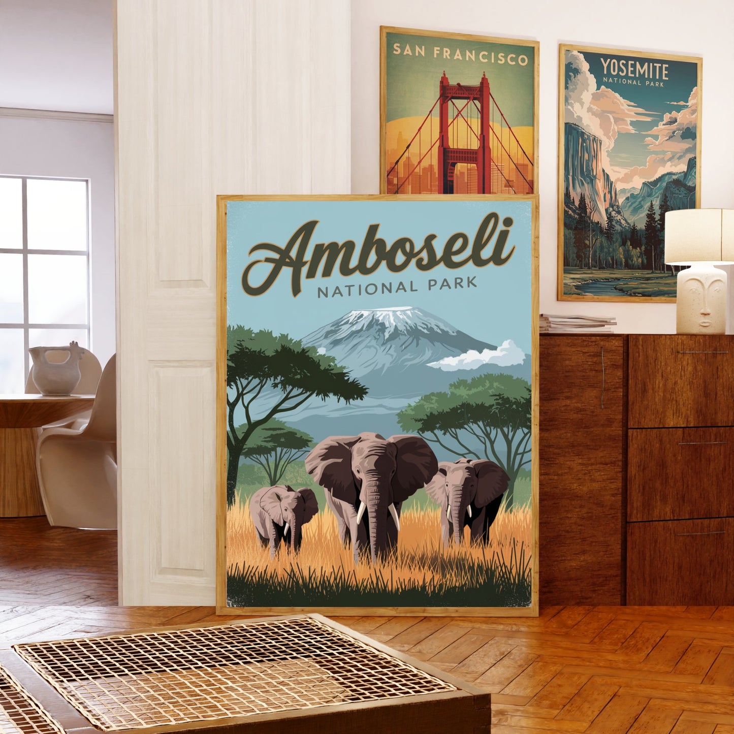 Amboseli National Park Vintage Travel Poster