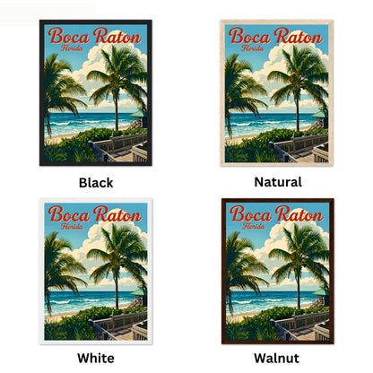 Boca Raton Vintage Travel Poster- Palms, Sand, Serenity