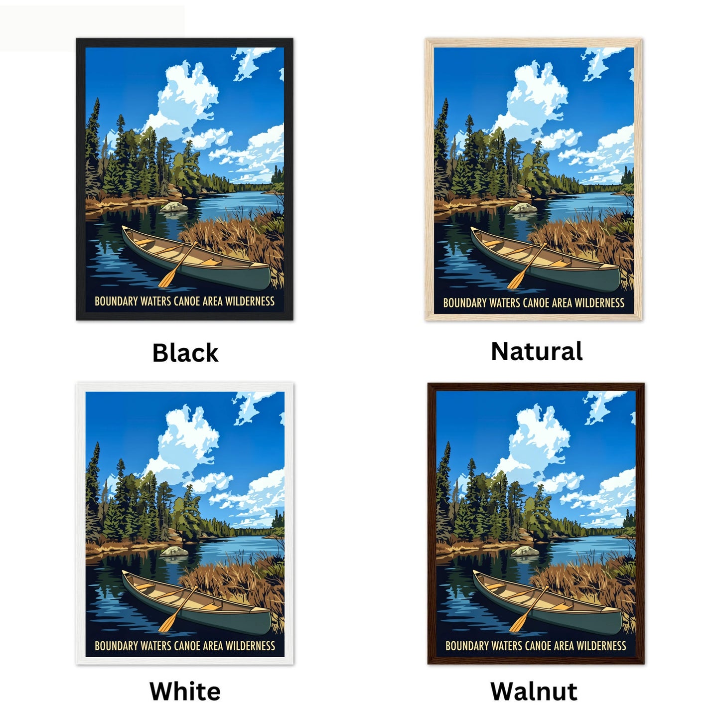 Boundary Waters Canoe Area Wilderness Vintage Travel Poster - Wild Lakes of Minnesota