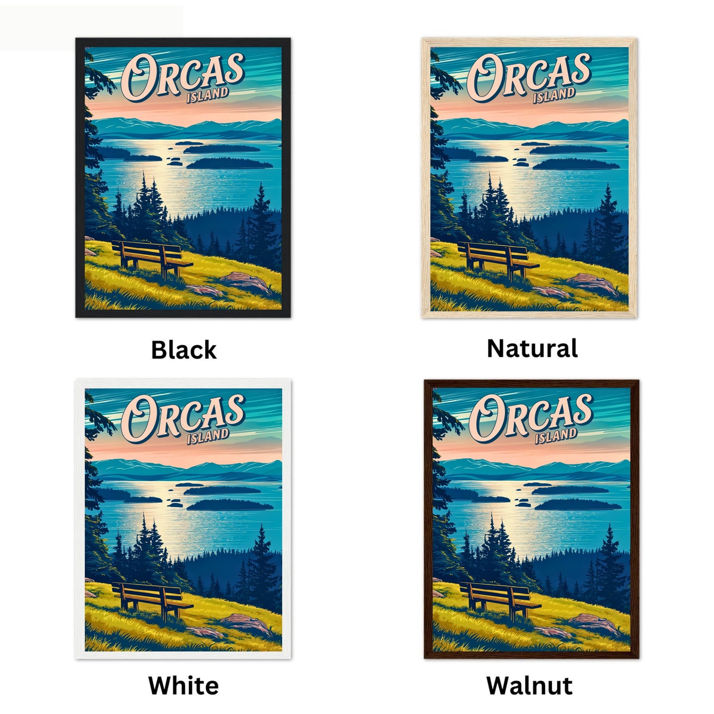 Orcas Island Vintage Travel Poster -  Captivating Island Sunset View