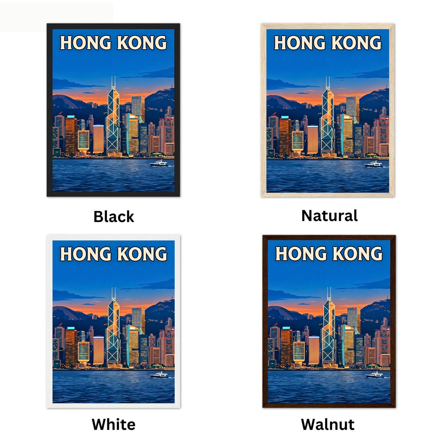 Hong Kong Vintage Travel Poster - Nightfall