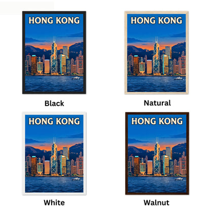 Hong Kong Vintage Travel Poster - Nightfall