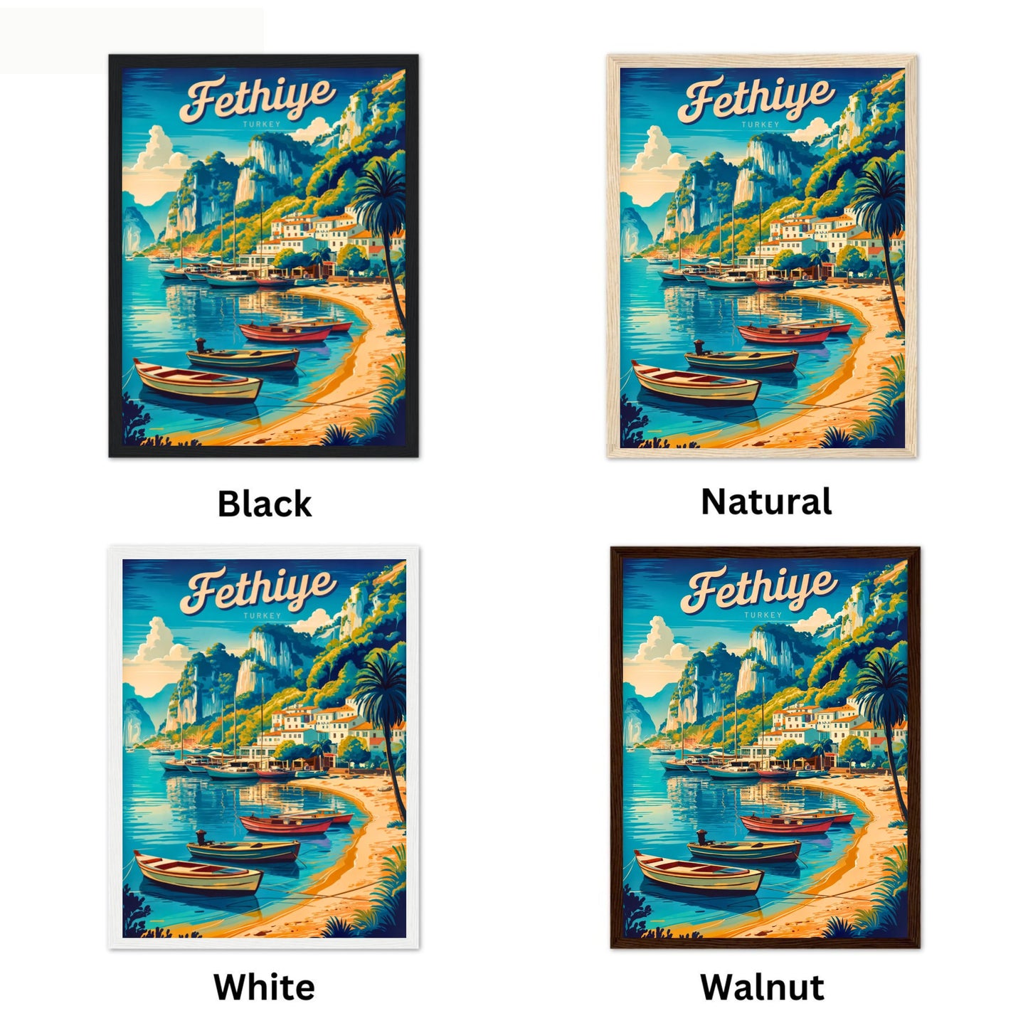 Fethiye Vintage Travel Poster - Turkey Charming Harbor View