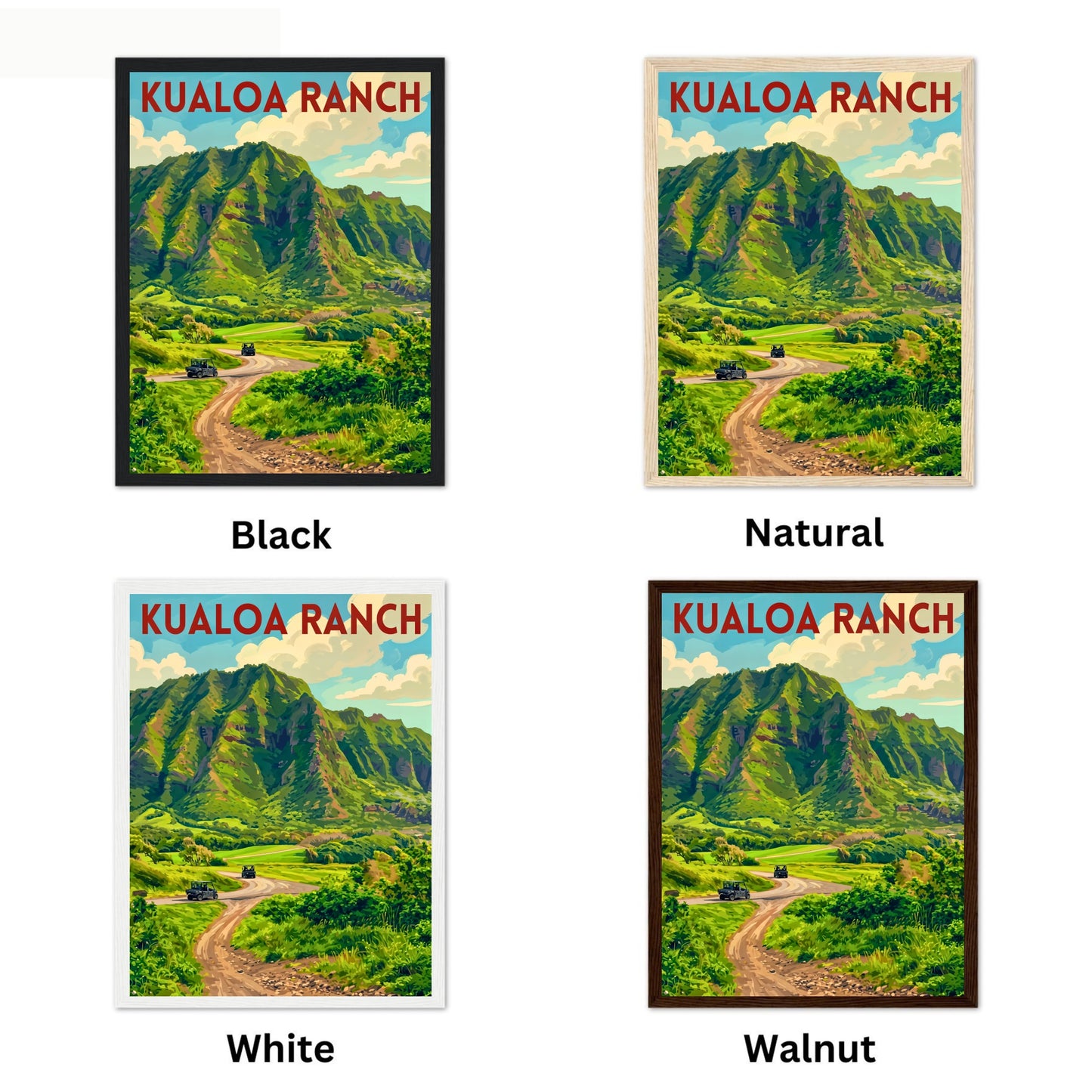 Kualoa Ranch Vintage Travel Poster - Oʻahu
