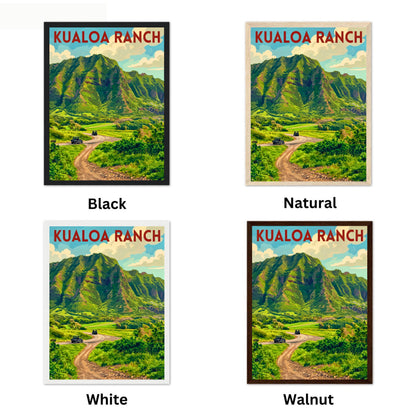 Kualoa Ranch Vintage Travel Poster - Oʻahu