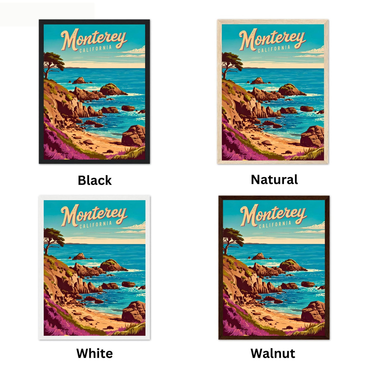 Monterey Vintage Travel Poster - California Relaxing Coastal Getaway