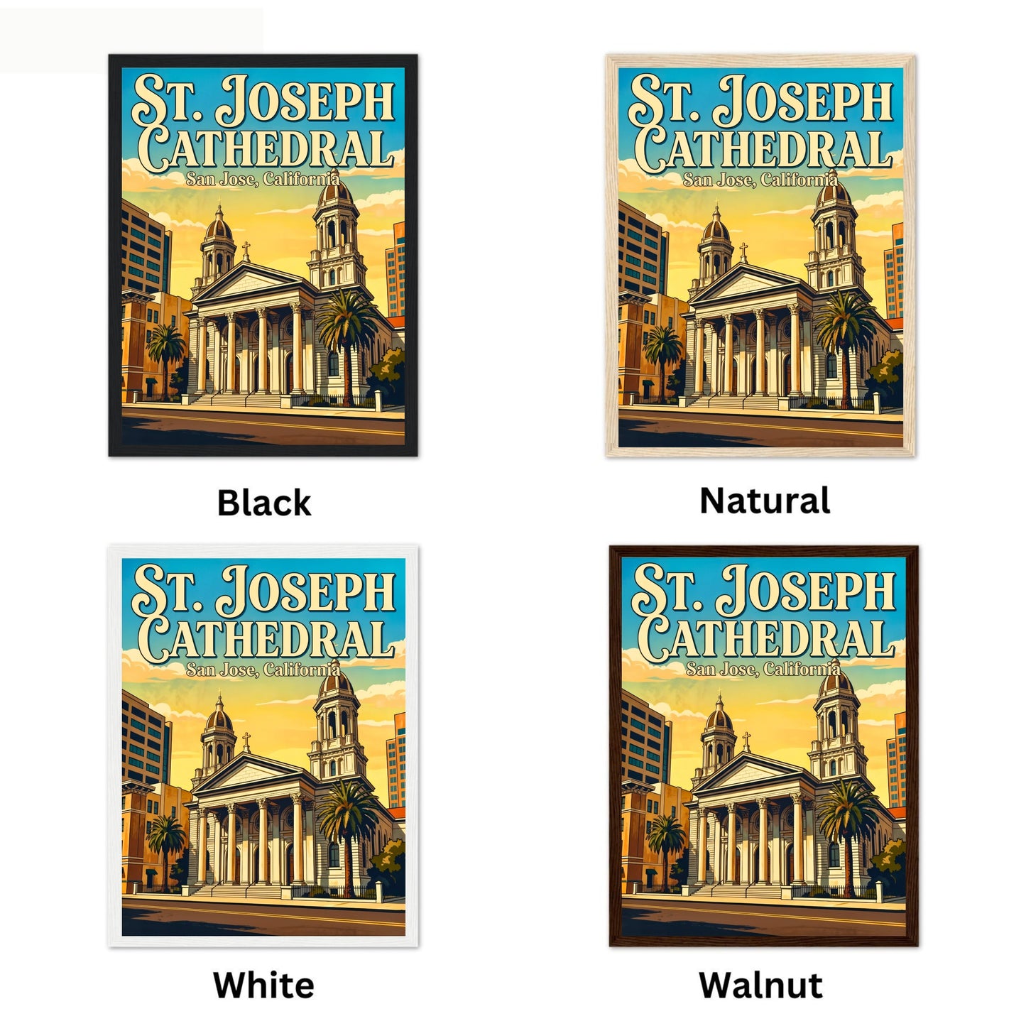 St. Joseph Cathedral Vintage Travel Poster -  A California Cathedral Classic