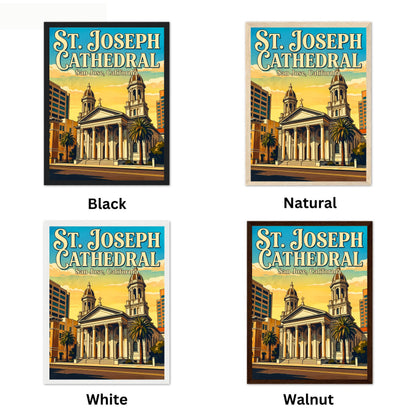 St. Joseph Cathedral Vintage Travel Poster -  A California Cathedral Classic