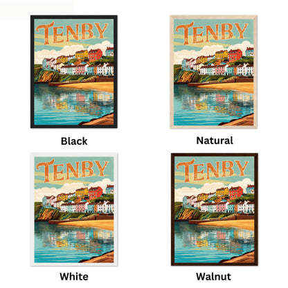 Tenby Vintage Travel Poster - England Iconic Coastal Village
