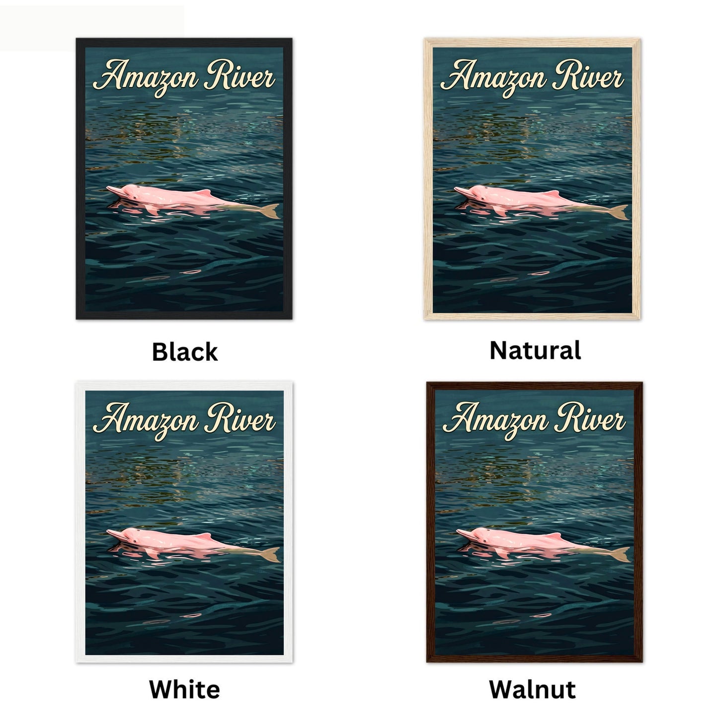 Amazon River Vintage Travel Poster - Charming Mystic Dolphin