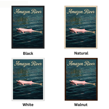 Amazon River Vintage Travel Poster - Charming Mystic Dolphin