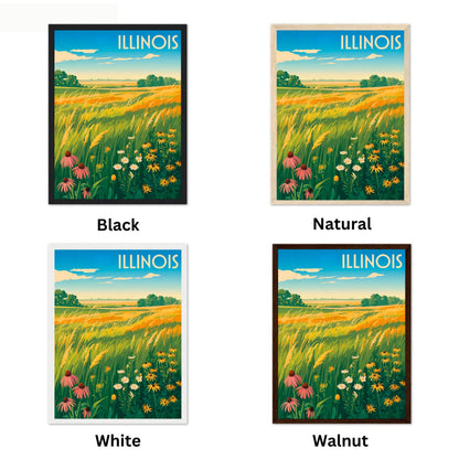 Illinois Vintage Travel Poster - Where the Prairie Lives