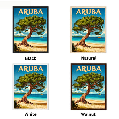 Aruba Vintage Travel Poster - Tropical Paradise in Caribbean Island