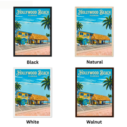 Hollywood Beach Vintage Travel Poster - Florida Beach Hotel