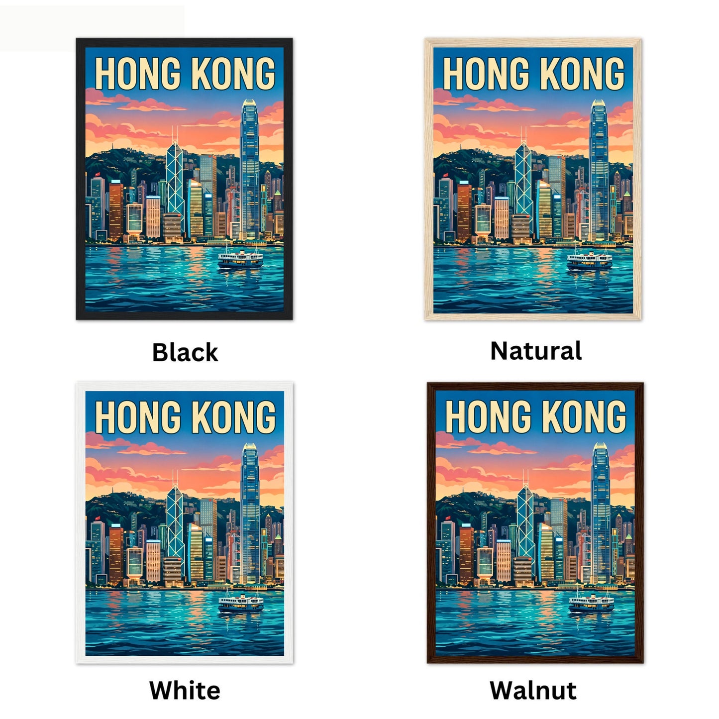 Hong Kong Vintage Travel Poster - City Lights