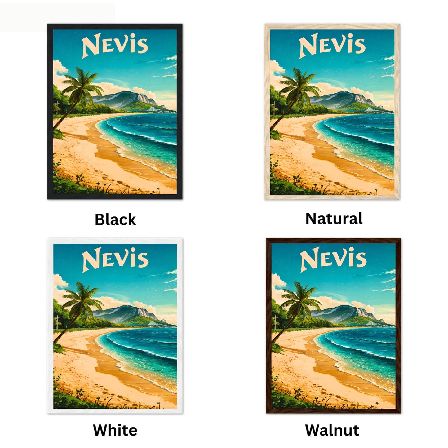 Nevis Vintage Travel Poster - Breathtaking Beach Shoreline