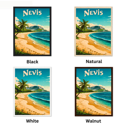 Nevis Vintage Travel Poster - Breathtaking Beach Shoreline