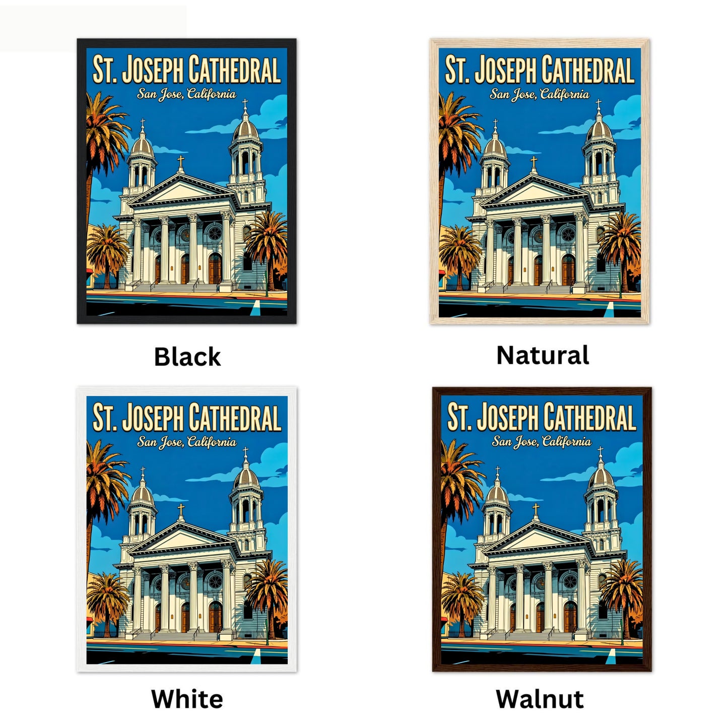 St. Joseph Cathedral Vintage Travel Poster -  Faith in the Heart of Silicon Valley